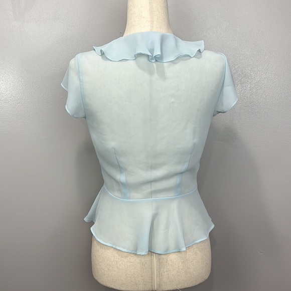 VTG VS Light Blue Sheer Peplum Ruffled Top - Picture 4 of 6